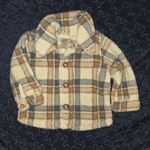 Carter's Cream and Gray Plaid Sherpa Jacket